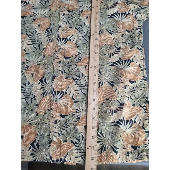 PIERRE CARDIN VTG Men's Small Hawaiian Floral Palm Print Button Up Shirt Beach - Picture 6 of 7